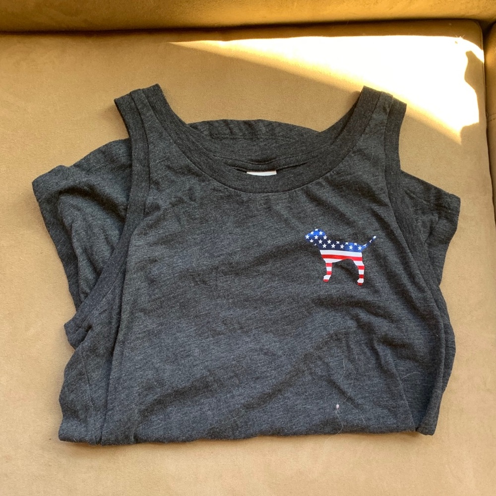PINK by VS American flag dog logo tank top- Size S